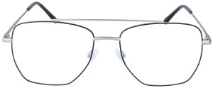 Moderne Metall - Brille JEFF in Silber mit Doppelsteg, eckiger Form und optional mit individueller Verglasung