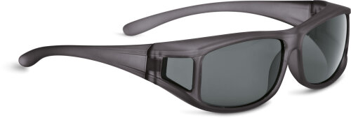Polarisierende Überbrille - rechteckig - in Grau mittlere Größe inkl. Etui und Beutel