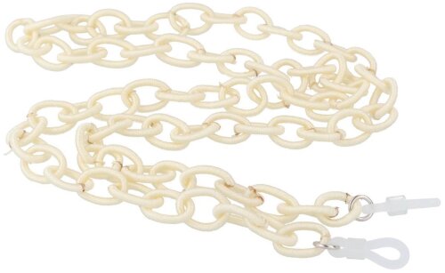 Filigrane Stoff - Brillenkette mit gewebten Kettengliedern im eleganten Perlen - Ton