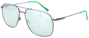 Stylische Edelstahl - Sonnenbrille HITZEFREI in Gun mit grün getönten Gläsern