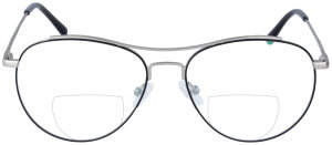 Stylische Bifokalbrille ELSA aus silbernem Metall mit individueller Stärke