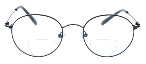 Schwarze Panto-Bifokalbrille MOMO aus feinem Metall mit individueller Stärke