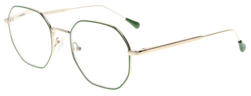 Große Fertiglesebrille YOKO aus grün-goldenem Metall mit Federscharnier