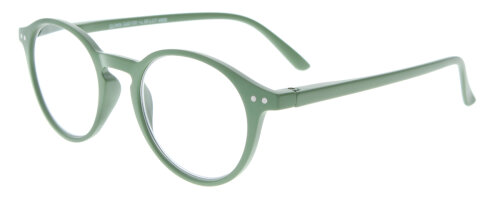 Runde Panto-Fertiglesebrille QUINN in mattem Grün mit Federscharnier
