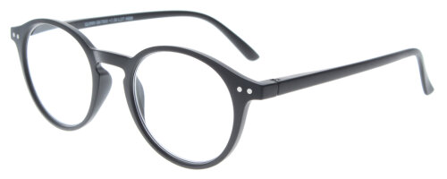 Runde Panto-Fertiglesebrille QUINN in mattem Schwarz mit Federscharnier