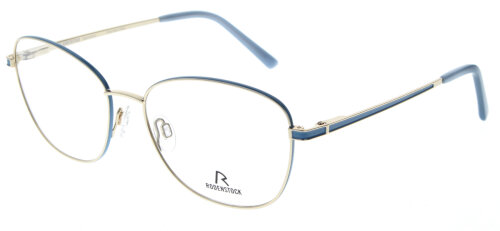 Rodenstock Damen-Brillenfassung mit Federscharnier R2660 B aus Edelstahl in Hellblau-Gold
