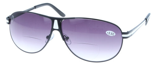 Bifokal - Sonnenbrille MAGNUM in Schwarz mit Verlaufstönung und Leseteil / Nahteil