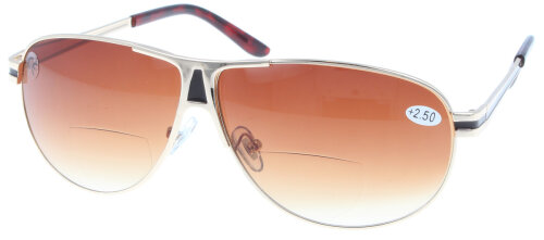 Bifokal - Sonnenbrille MAGNUM in Gold mit Verlaufstönung und Leseteil / Nahteil
