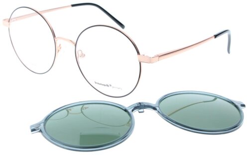 Schöne BRAUNWARTH Brillenfassung 64 - 221608 in Rotgold matt mit polarisierendem Sonnenclip