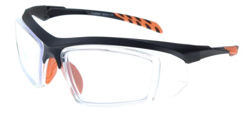 BRAUNWARTH Sportbrille aus Kunststoff mit klaren Kunststoffgläsern in Schwarz matt - Orange