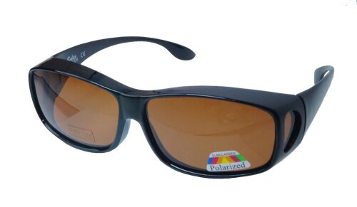 Große Sonnenschutz - Überbrille im sportlichen Look in Schwarz - Braun
