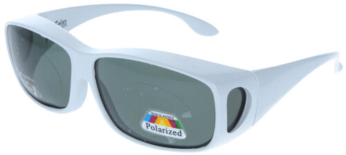 Große Sonnenschutz - Überbrille im sportlichen Look in Weiß - Grün