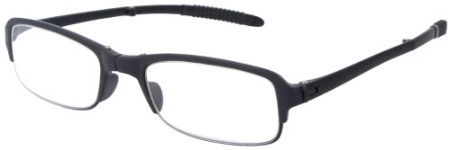 Praktische Falt - Lesebrille HEINZ in Schwarz aus Kunststoff inklusive Reißverschlussetui