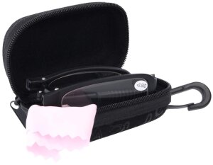 Praktische Falt - Lesebrille HEINZ in Schwarz aus Kunststoff inklusive Reißverschlussetui