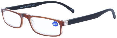 Klassische Kunststoff - Lesebrille HALF - LINE in Braun mit Federscharnier