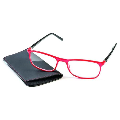 Stilvolle Lesebrille FINE in Rot mit Federscharnier inkl. Einstecketui