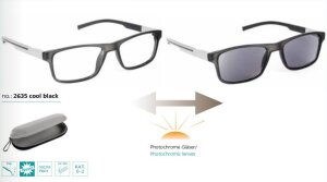 Funtionelle Brillenfassung mit selbsttönenden/phototropen Gläsern
