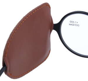 Praktischer Seitenschutz für Brillen aus Kunstleder in Braun