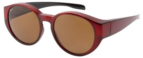 Rote Kunststoff-Überbrille / Sonnenbrille mit 100% UV-400 Schutz und Polarisation inkl rotem Etui