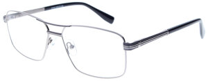 Graue Komplettbrille FRIEDRICH mit Doppelsteg, Federscharnier und individueller Sehstärke