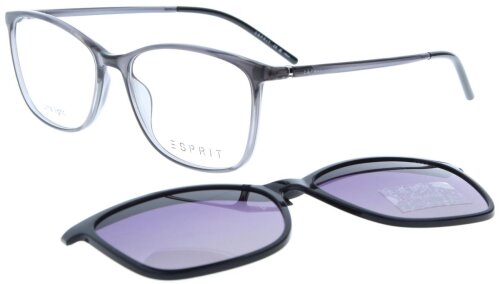 Esprit Brillenfassung mit Sonnenschutzvorhänger ET 17125 533 in Grau/Schwarz