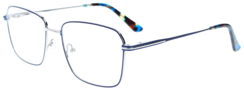 Blau-Silberne Metall-Komplettbrille ANNABELL mit Federscharnier und individueller Sehstärke