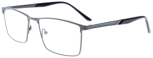 Graue Metall-Komplettbrille RASMUS mit Federscharnier und individueller Sehstärke
