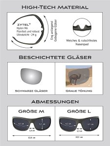 Dunkelgraue Sonnenbrille ACTIVESOL EREBOS Kategorie 4 - extra dunkel