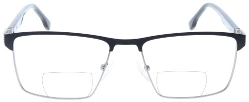 Dezente Bifokalbrille DIRK aus schwarzem Metall mit Federscharnier und individueller Stärke