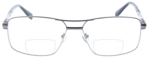 Graue Doppelsteg-Bifokalbrille FRIEDRICH mit Federscharnier und individueller Stärke