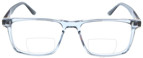 Graue Bifokalbrille WILLI aus Kunststoff mit Chrom-Akzenten und individueller Stärke