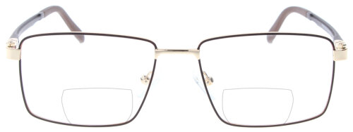 Gold-Braune Bifokalbrille SAMMY aus Metall mit flexiblen Kunststoffbügeln und individueller Stärke