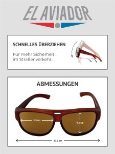 Polarisierende Überbrille / Sonnenbrille ACTIVE SOL EL AVIATOR in Rot mit brauner Tönung