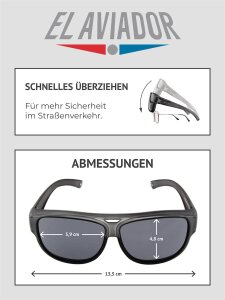 Polarisierende Überbrille / Sonnenbrille ACTIVE SOL EL AVIATOR in Grau und grauer Tönung