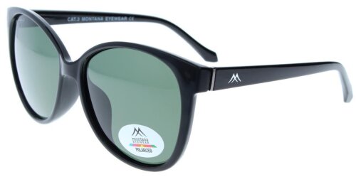 Hochwertige Kunststoff - Sonnenbrille MP74A in Schwarz mit grüner Tönung inkl. Stoffbeutel