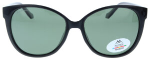 Hochwertige Kunststoff - Sonnenbrille MP74A in Schwarz mit grüner Tönung inkl. Stoffbeutel