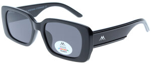 Stylische Kunststoff - Sonnenbrille MP76 in Schwarz mit grauer Tönung inkl. Stoffbeutel
