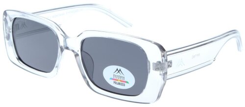 Stylische Kunststoff - Sonnenbrille MP76C in Transparent mit grauer Tönung inkl. Stoffbeutel