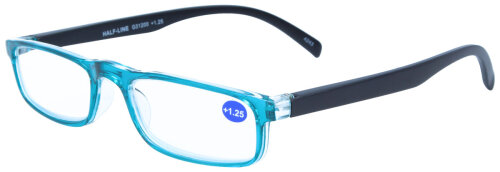 Leichte Komplettbrille HALF-LINE in Blau mit Federscharnier und individueller Sehstärke