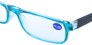 Leichte Komplettbrille HALF-LINE in Blau mit Federscharnier und individueller Sehstärke