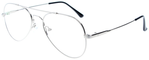 Silberne Metall-Komplettbrille WILMAR in moderner Flieger-Form mit individueller Sehstärke