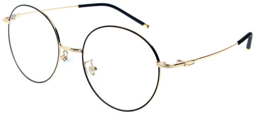 Gold-Schwarze Titan-Komplettbrille RORY in rundem Panto-Design mit individueller Sehstärke