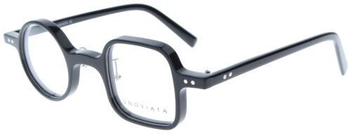 Asymmetrische Kunststoff-Einstärkenbrille REMIGIUS in Schwarz mit Metall-Nasensteg und individueller Stärke
