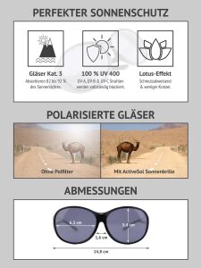 Schwarze Überbrille / Sonnenbrille ACTIVE SOL MEGA mit Polarisation und grauer Tönung