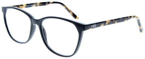 Schwarze Fertiglesebrille DONNA in stylischer Cateye-Form aus Kunststoff mit Federscharnier