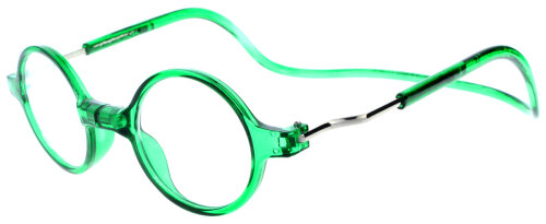 Grüne Lesebrille ROUNDMAG mit einstellbaren Bügeln und Magnetverschluss