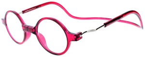 Pinke Lesebrille ROUNDMAG mit einstellbaren Bügeln...