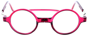 Pinke Lesebrille ROUNDMAG mit einstellbaren Bügeln und Magnetverschluss