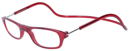 Rote TWEE MAG Magnet-Fertiglesebrille mit anpassbaren Umhänge-Bügeln