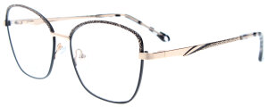 Schwarz-Goldene Metall-Komplettbrille RITA in Cateye-Form...